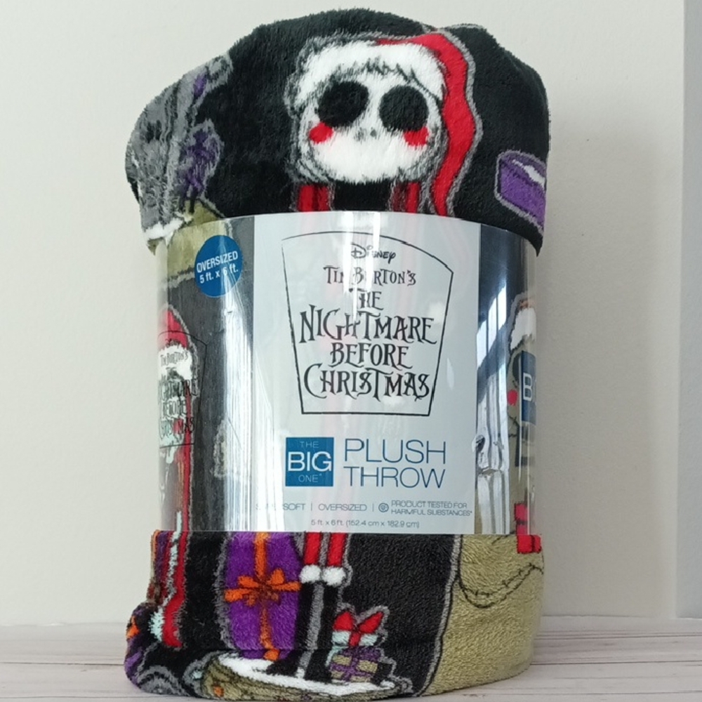 The Big One Nightmare Before Christmas Plush Throw - Black, Red, Purple